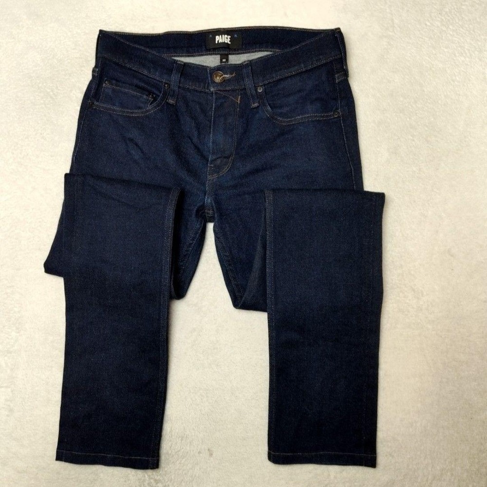 Paige Jeans Womens 30 Dark Wash Lennox Straight Slim Stretch 5-Pocket Denim - Picture 3 of 11